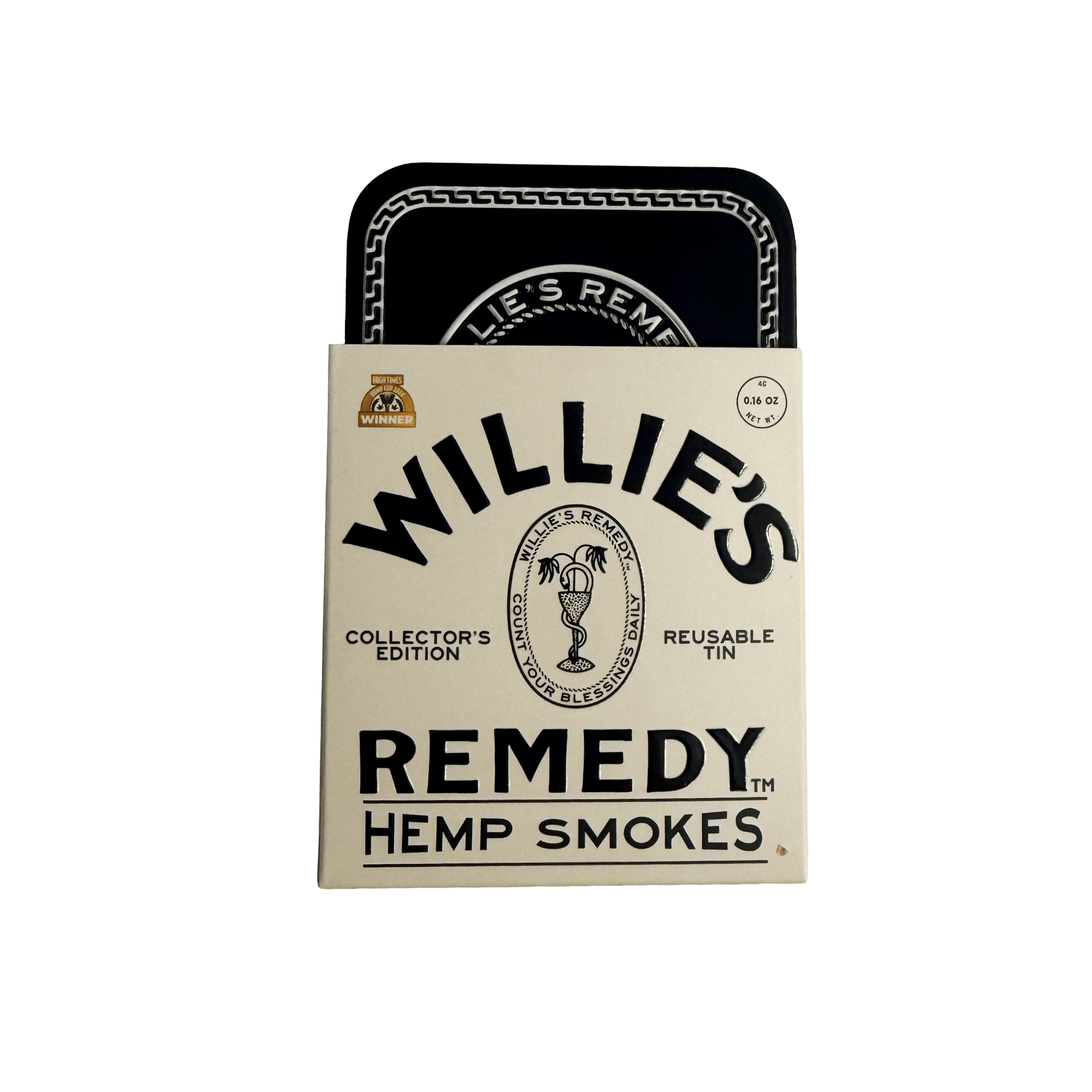 Willie's Remedy Hemp Smokes collectible tin packaging