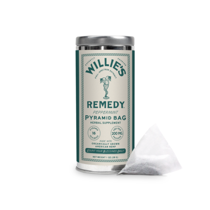 Willie's Remedy CBD Full Spectrum Hemp-Infused Peppermint Tea, 16 Ct. Tin & Pyramid Bag