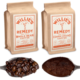 Willie's Remedy CBD Full Spectrum Hemp-Infused Dark Roast Ground and Whole Bean Coffee