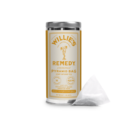 Willie's Remedy CBD Full Spectrum Hemp-Infused Chamomile Tea, 16 Ct. Tin & Pyramid Bag
